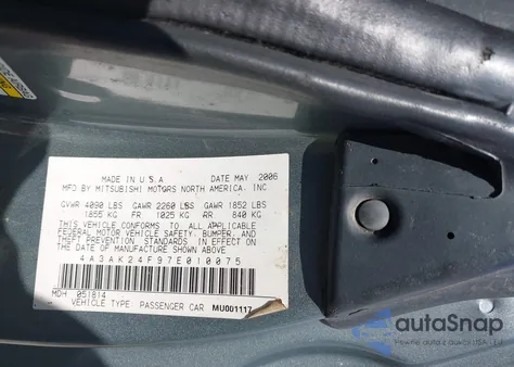 2007 Mitsubishi Eclipse Gs из США, поврежденный, VIN 4A3AK24F97E010075